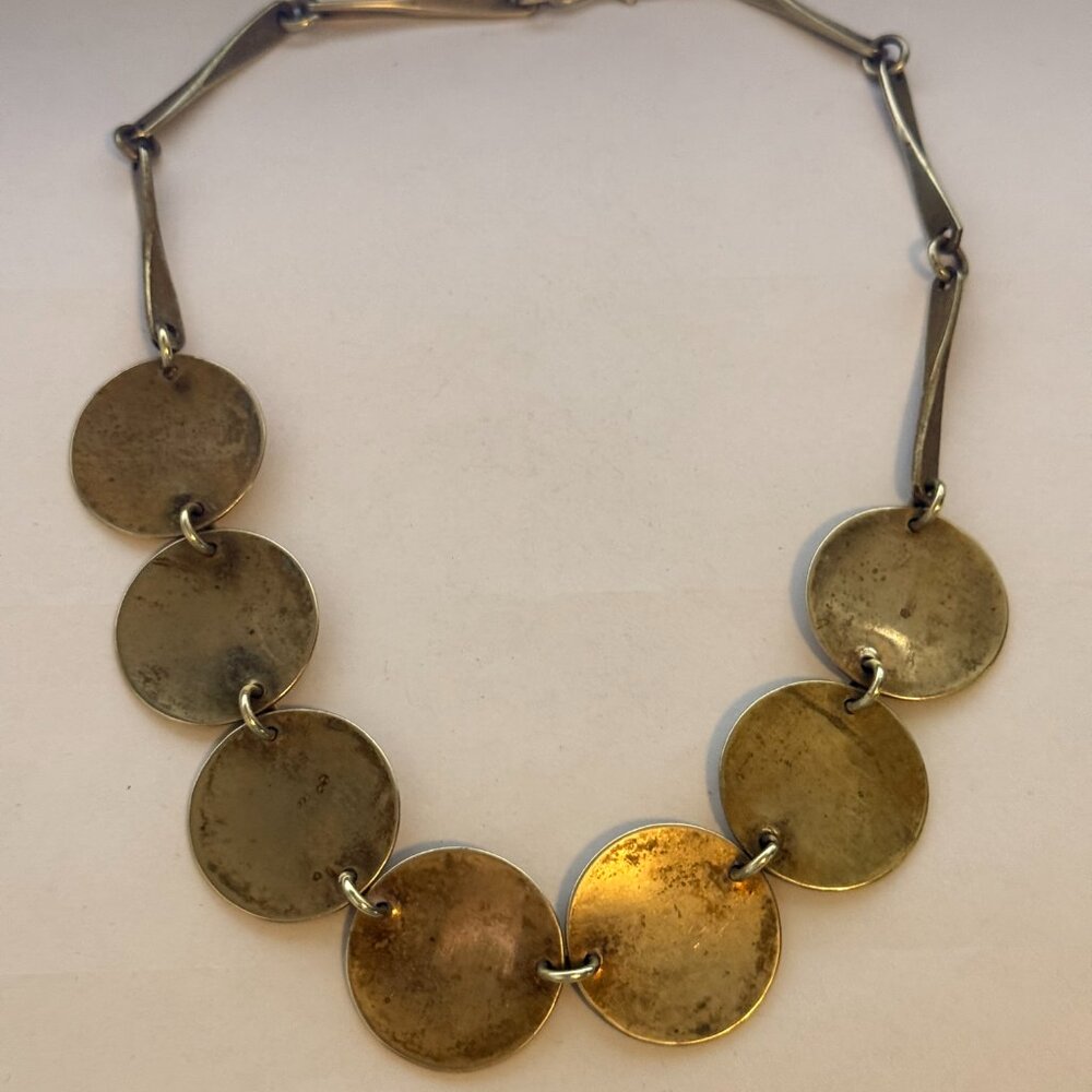 Hammered Brass Disc Panel Necklace - image 4